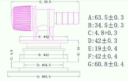 Long Twist valve tap for bag in box